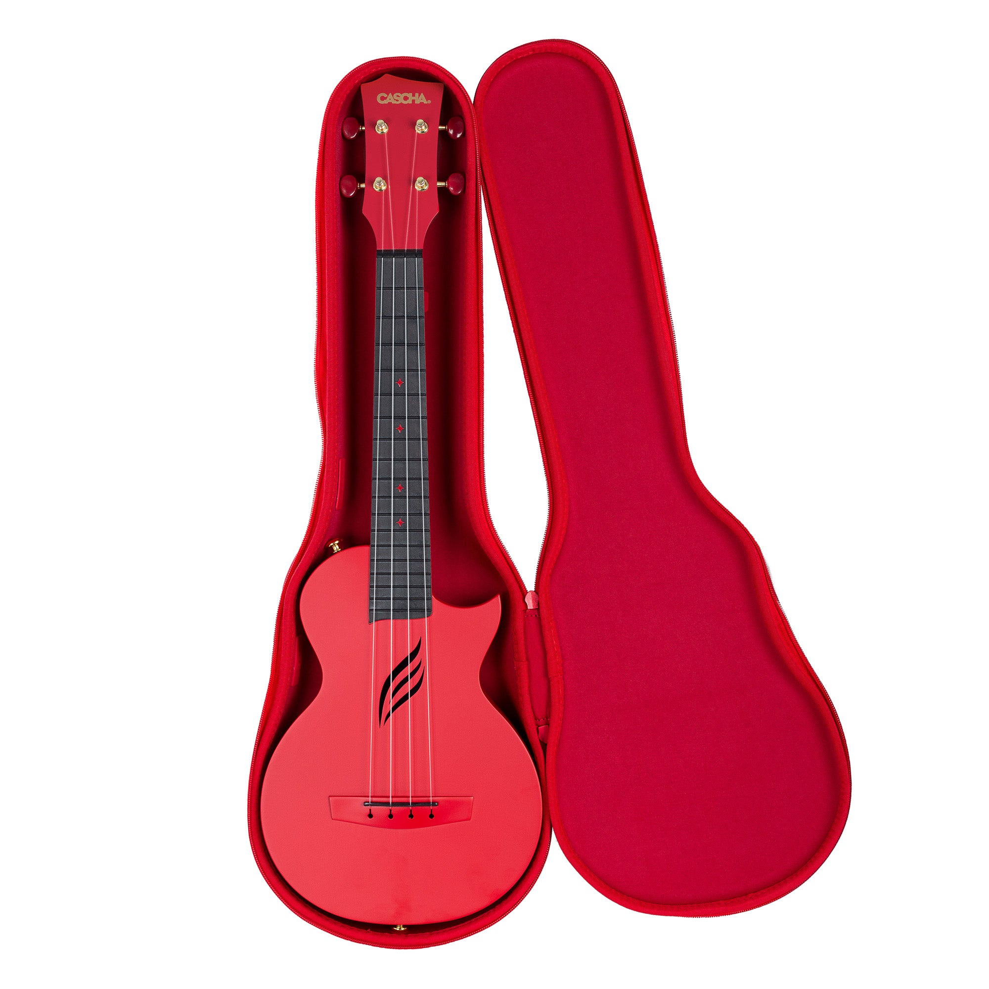 Cascha Ukulele Concerto in Carbonio Pack Red con Borsa Tracolla e Plettri