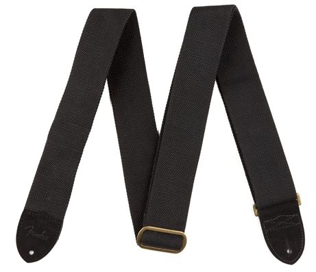 Fender Cotton Leather Strap Black Tracolla