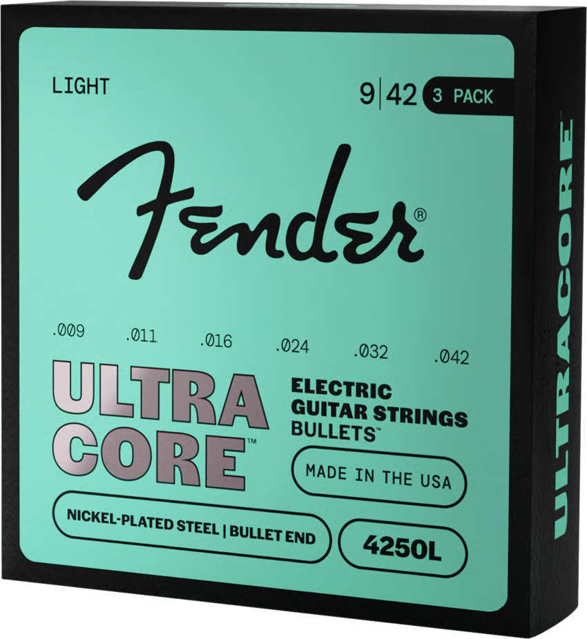 Fender Ultracore Bullets 4250L Nickel-Plated Steel Bullet End 09-42 3Pack