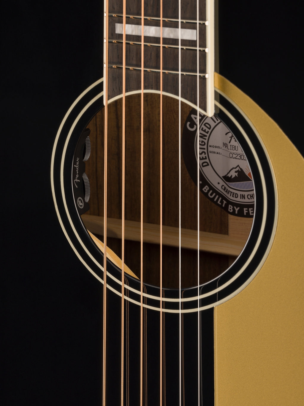 Fender Malibu Vintage Gold Pickguard Black con Custodia