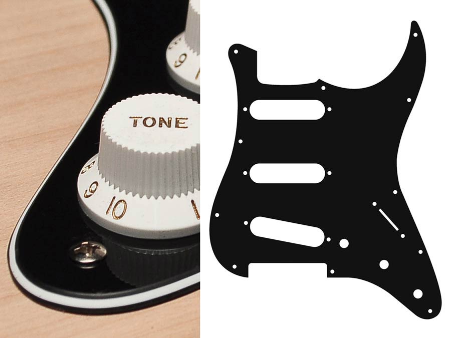 Boston Sss 3-Ply Black Electric Guitar Pickguard
