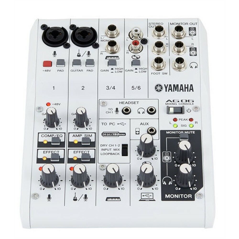 Yamaha Ag06 White Mixer USB Audio Interface