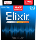 Elixir 3-pack 16566 electr nickel plated steel nanoweb