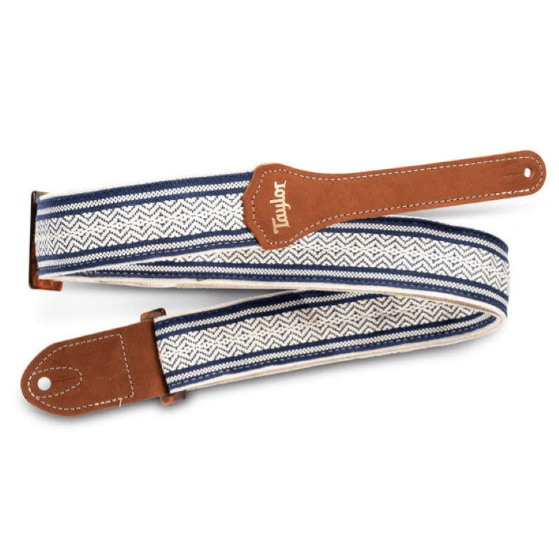 Taylor Academy Strap White/Blue Jacquard Cotton 2' Amber Buckle