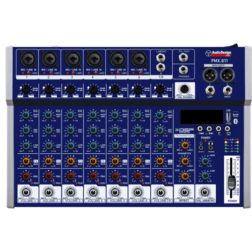 Audiodesign Pmx611 Mixer Professionale Usb Bluetooth 24 Effetti con Dsp