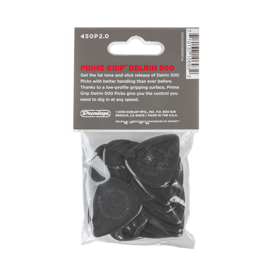 Dunlop 450P200 Prime Grip Delrin 500 2.0 mm Player's Pack/12