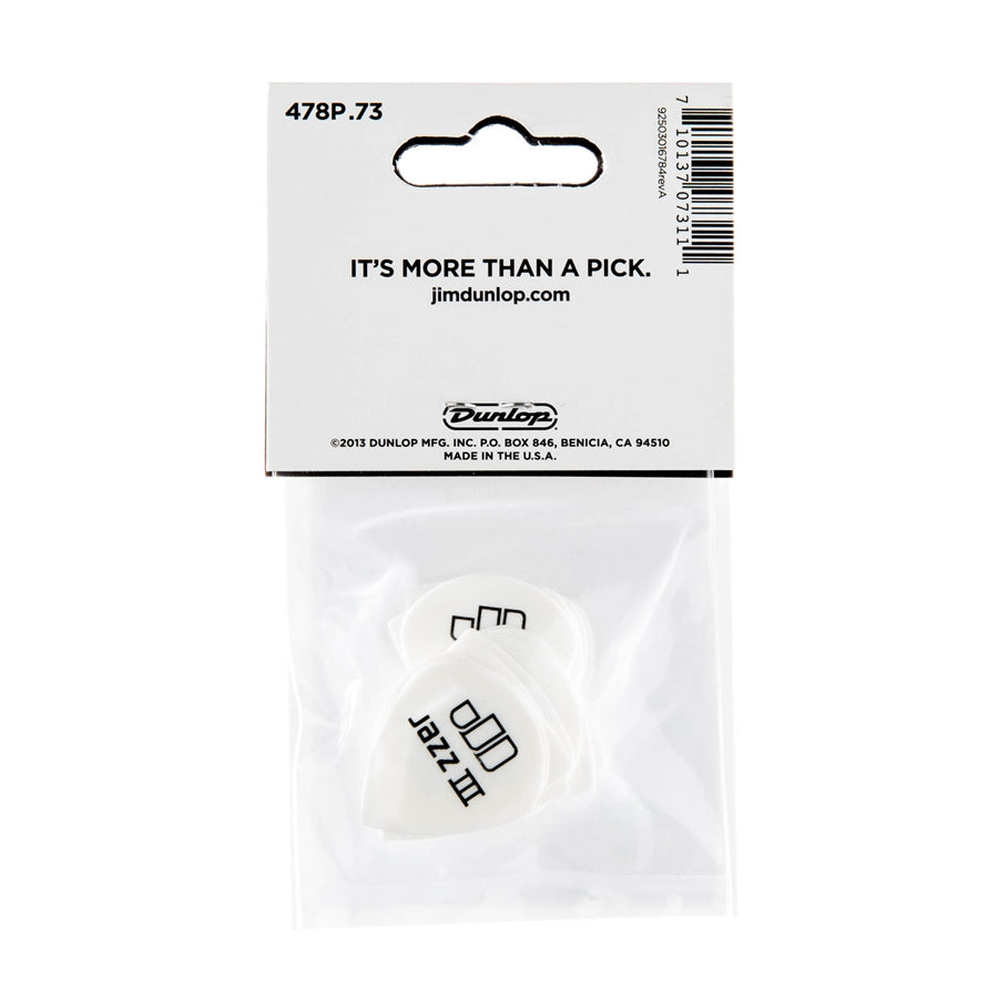 Dunlop 478P.073 TORTEX WHITE JAZZ III, .73MM