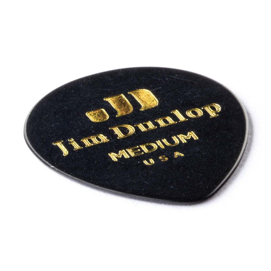 Dunlop 485P-03MD Celluloid Teardrop, Black Medium Player's Pack/12