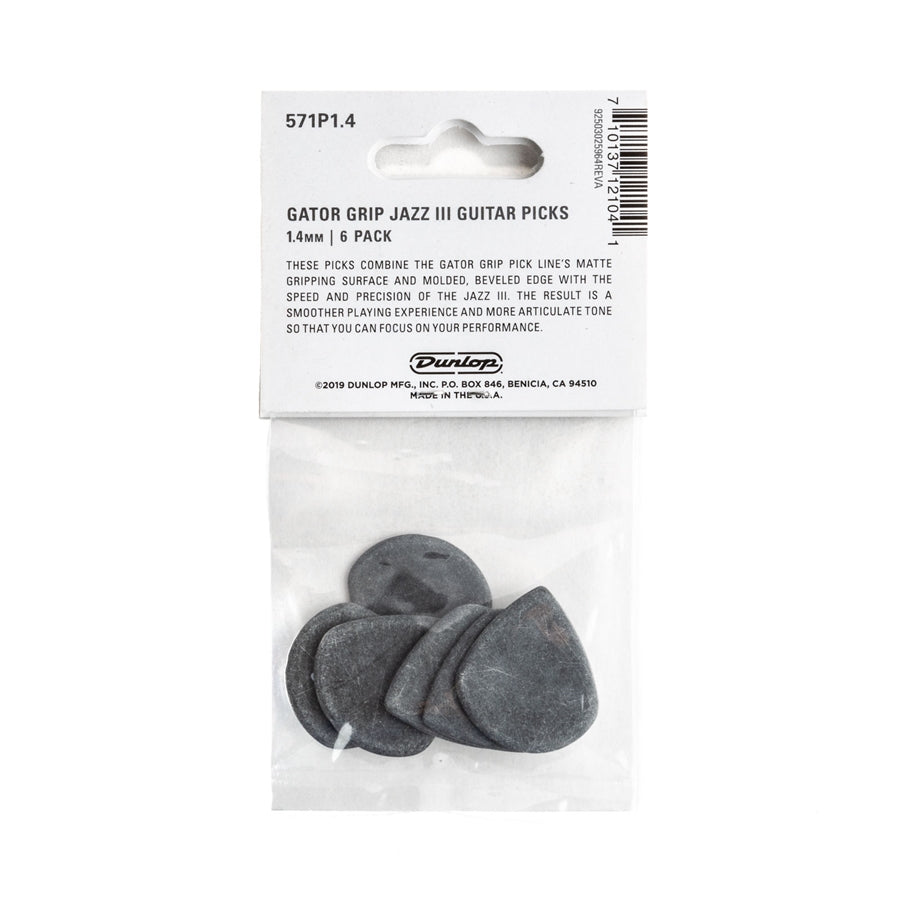Dunlop 571P1.4 Gator Grip Jazz III 1.4mm Player Pack/6