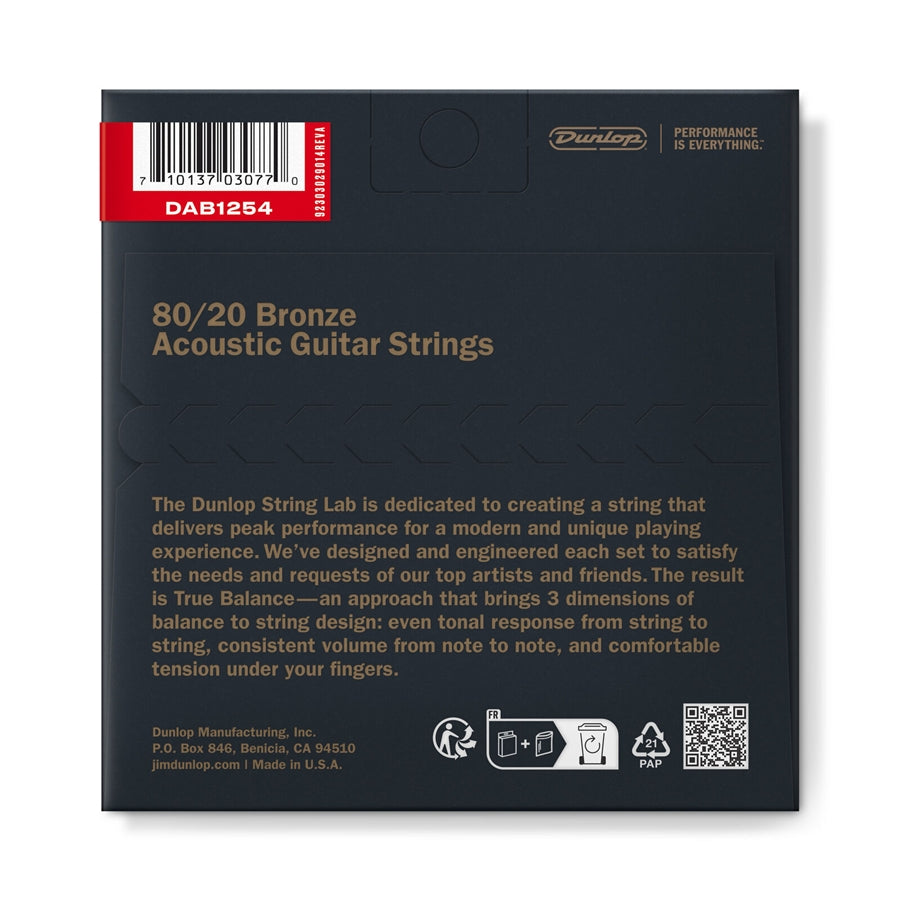 Dunlop DAB1254 Acoustic 80/20 Bronze, Light Set/6