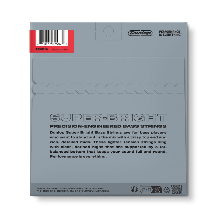 Dunlop DBSBN45105 Super Bright Nickel Wound, Medium Set/4