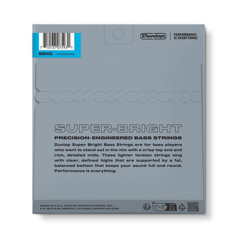 Dunlop DBSBN45125 Super Bright Nickel Wound, Medium Set/5