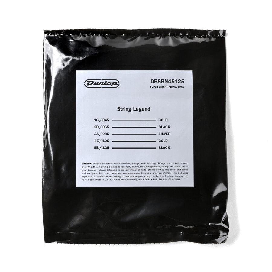 Dunlop DBSBN45125 Super Bright Nickel Wound, Medium Set/5