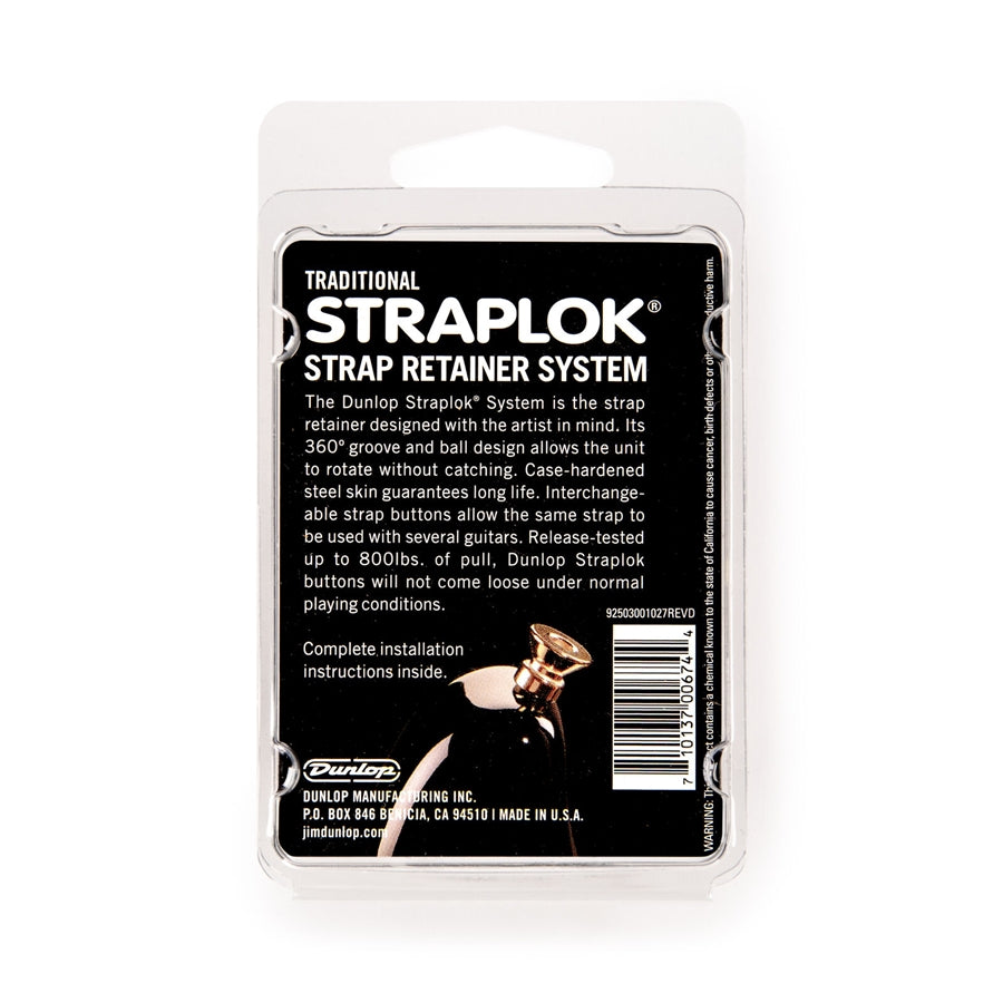 Dunlop SLS1502BR Straplok Traditional Strap Retainer System, Brass