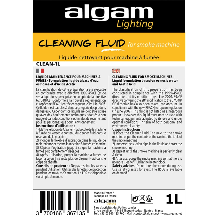 Algam Lighting CLEAN-1L Liquido di Pulizia per Macchine del Fumo 1L