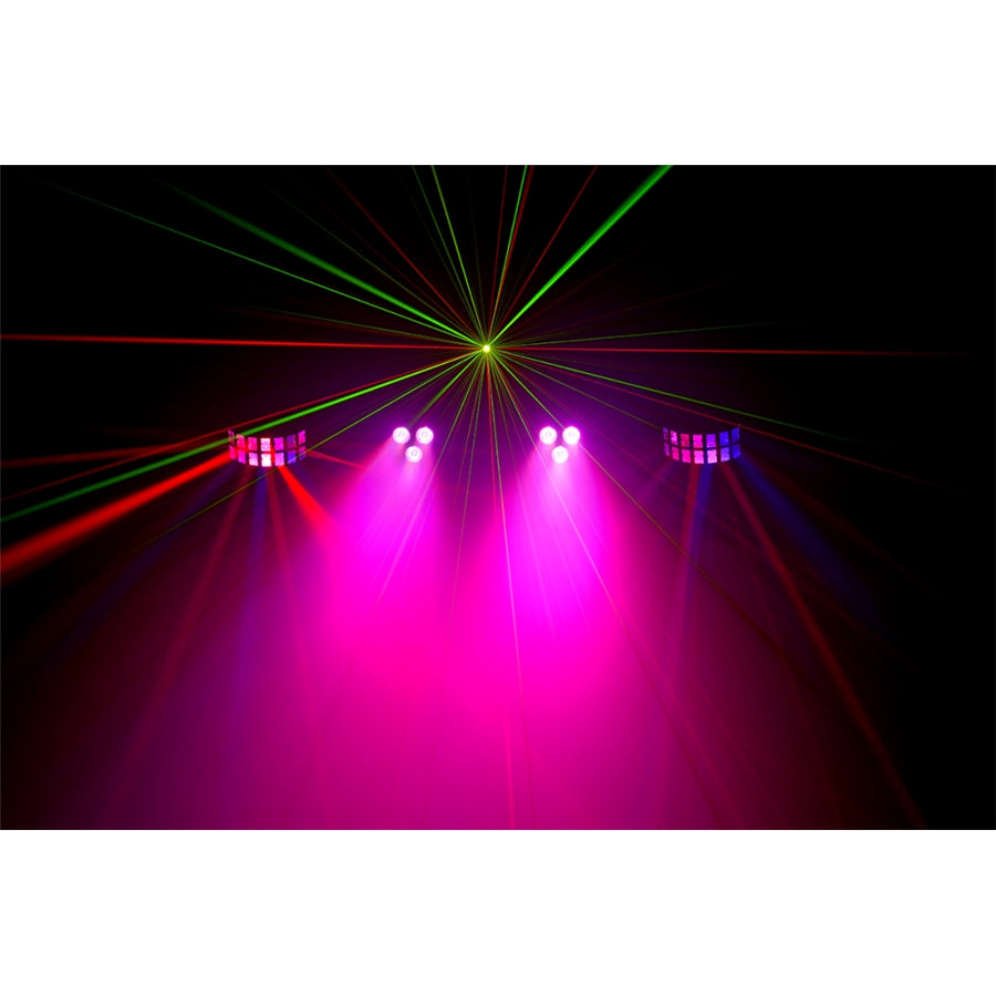 Algam Lighting FLORIDABAR-II Kit su Treppiede Par + Derby + Strobo + Laser con Telecomando IR