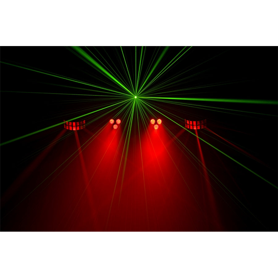 Algam Lighting FLORIDABAR-II Kit su Treppiede Par + Derby + Strobo + Laser con Telecomando IR