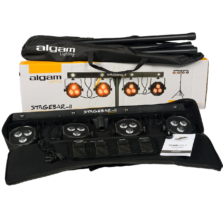 Algam Lighting STAGEBAR-II Kit su Treppiede Par + Strobo con Pedaliera Wireless