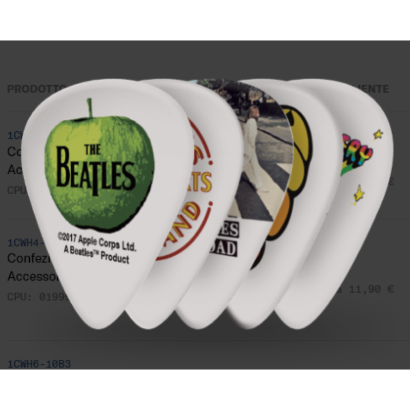 D'Addario Confezione da 10 Plettri Sottili Beatles