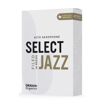 D'Addario Organic Select Jazz Alto Sax Reeds 2H Filed (3 pcs)