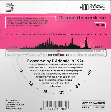 D'Addario Ej23 Phosphor Bronze Super Light Strings 09-45