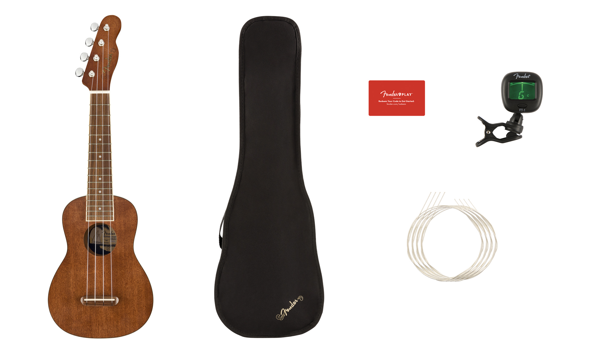 Fender Seaside Soprano Ukulele Natural Pack