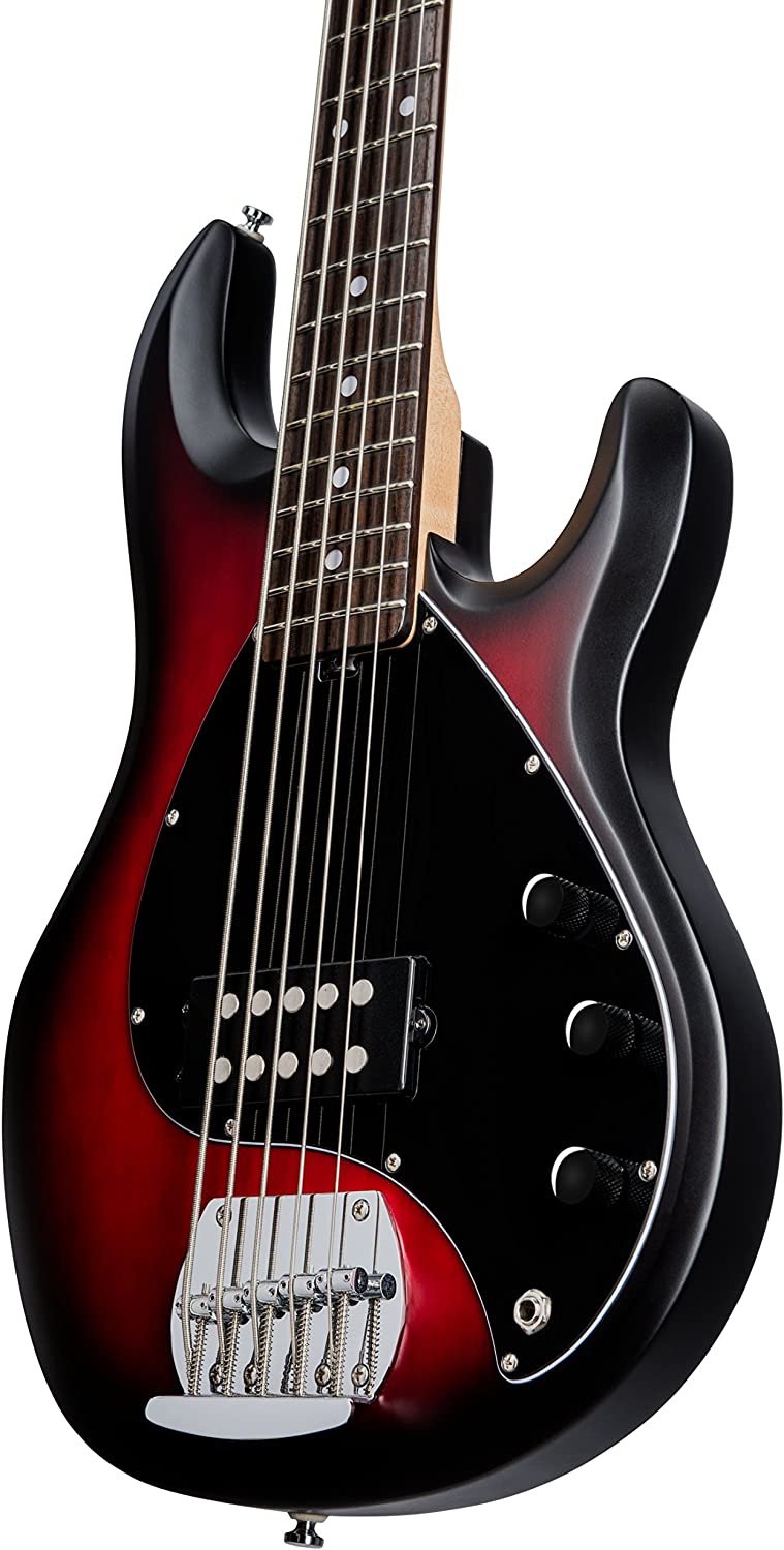 Sterling By Music Man StingRay5 HH RAY5HH Ruby Red Burst Satin