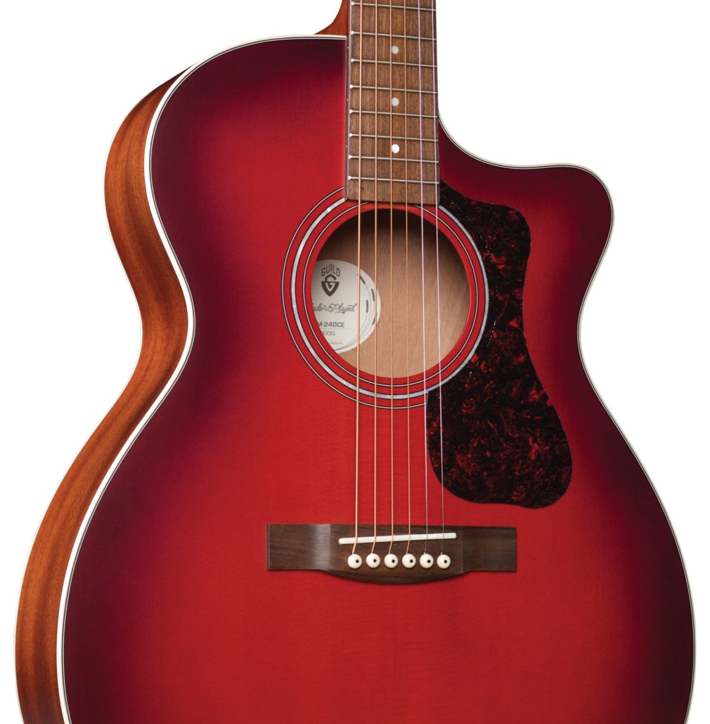 Guild OM240CE Satin Oxblood Burst Electro-Acoustic Guitar