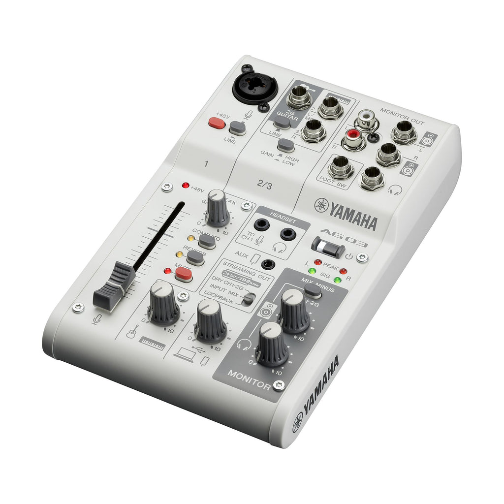 Yamaha Ag03Mk2 Mixer 3 Canali Live Streaming con Usb ed Interfaccia Audio White