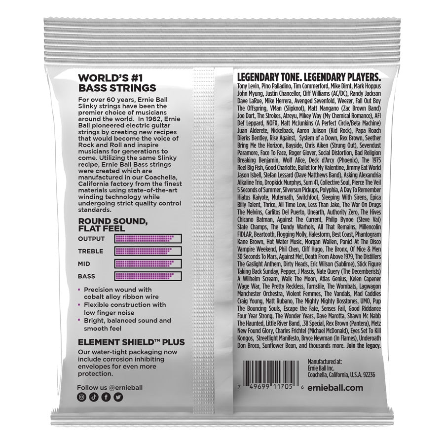 Ernie Ball 2817 Slinky Short Scale Flatwound Electric Bass 50-110