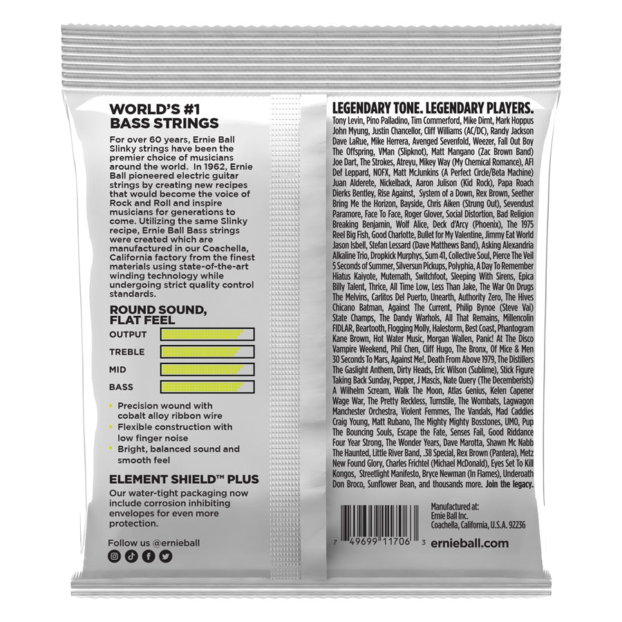 Ernie Ball 2818 Slinky Short Scale Flatwound Electric Bass 45-105
