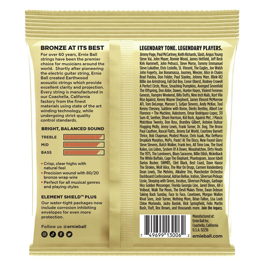 Ernie Ball 3006 Earthwood Extra Light 8020 3 Pk 10 50