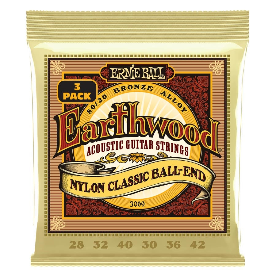 Ernie Ball 3069 Earthwood Folk Nylon, Pk 28 42