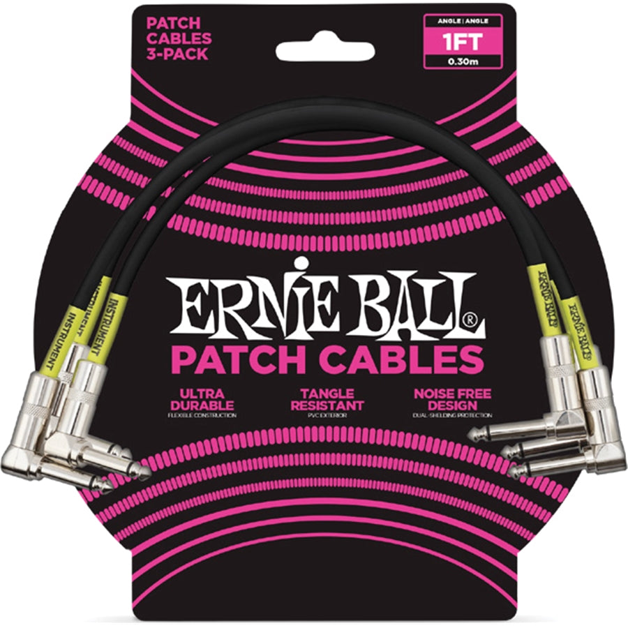 Ernie Ball 6075 Patch Cable Black 30 cm 3 pcs