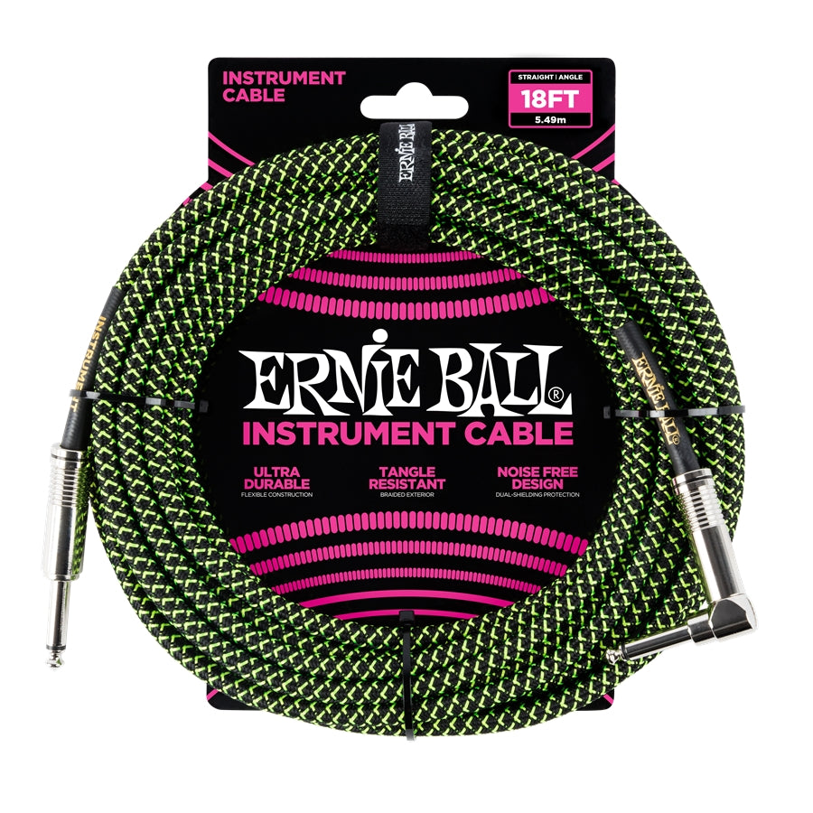 Ernie Ball 6082 Cavo Braided Black/Green 5,49 m