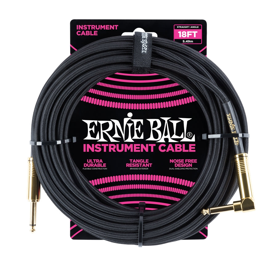 Ernie Ball 6086 Cavo Braided Black Gold Tips 5,49 m