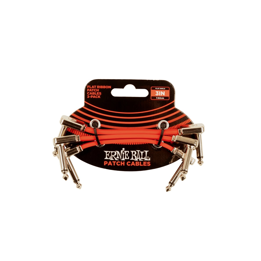 Ernie Ball 6401 Flat Ribbon Patch Cable Red 7.62cm 3-Pk