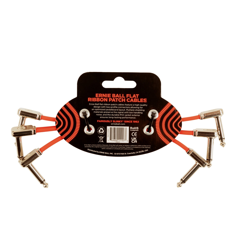 Ernie Ball 6402 Flat Ribbon Patch Cable Red 15,24cm 3-Pk