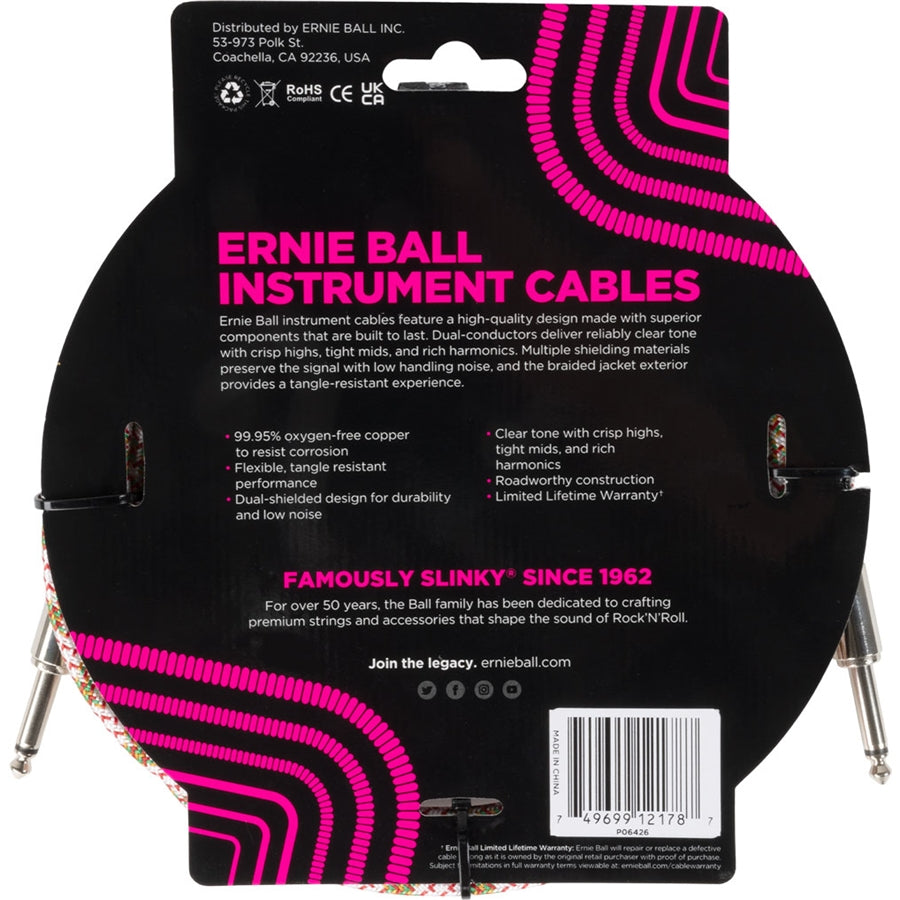 Ernie Ball 6426 Braided Cable Emerald Argyle 3m
