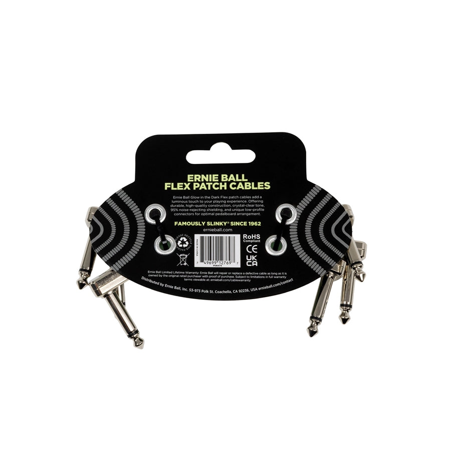 Ernie Ball 6474 Flex Patch Cable Glow in Dark 7.62 cm 3pk