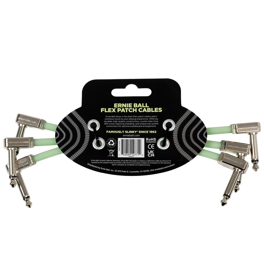 Ernie Ball 6475 Flex Patch Cable Glow in Dark 15.24 cm 3pk