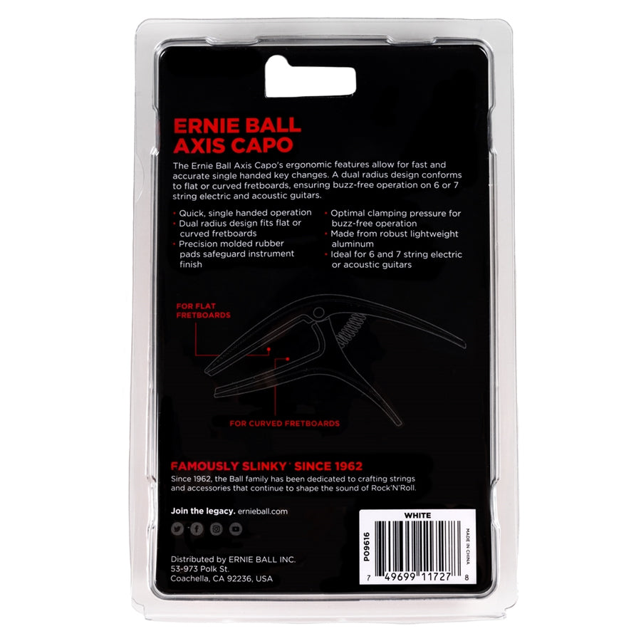 Ernie Ball 9616 Axis Dual Radius Capo White