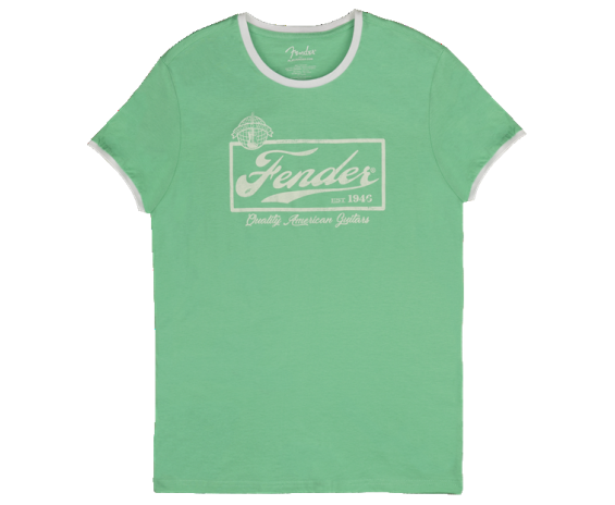 Fender Beer Label Men's Ringer Tee Sea Foam Green X-Large