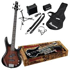 Ibanez Ijsr190Wns Jumpstart Kit Walnut Sunburst Electric Bass with Accessories