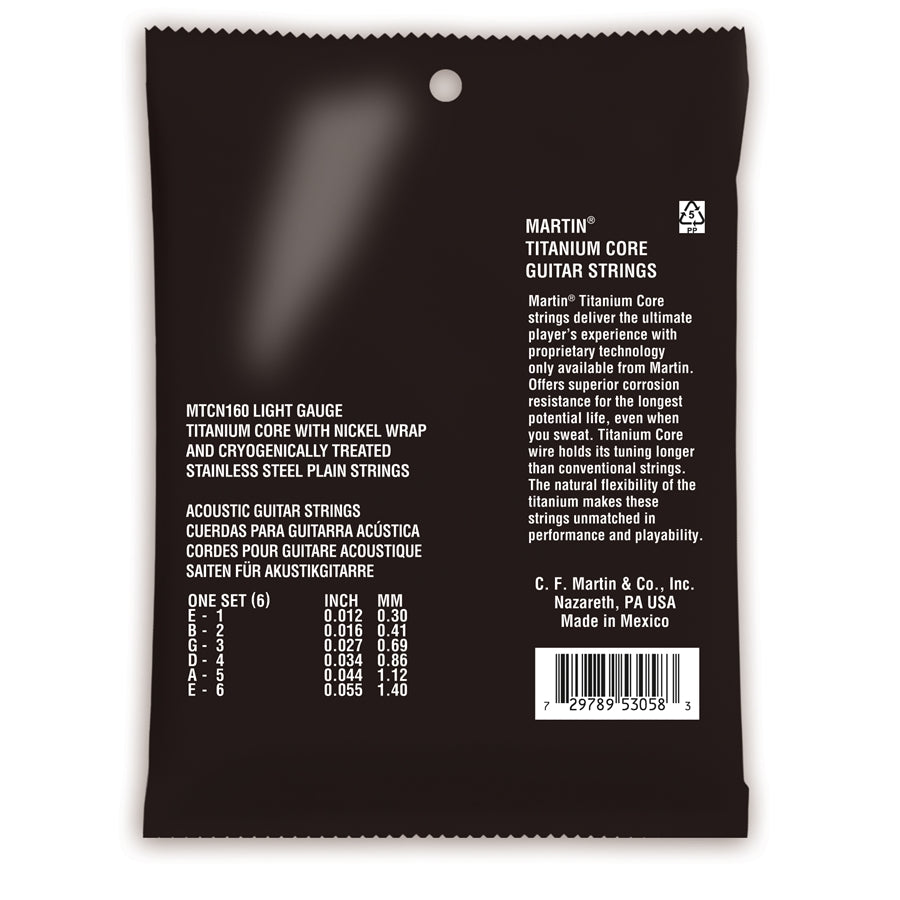 Martin & Co. MTCN160 Titanium Core Acoustic Strings Light 12-55
