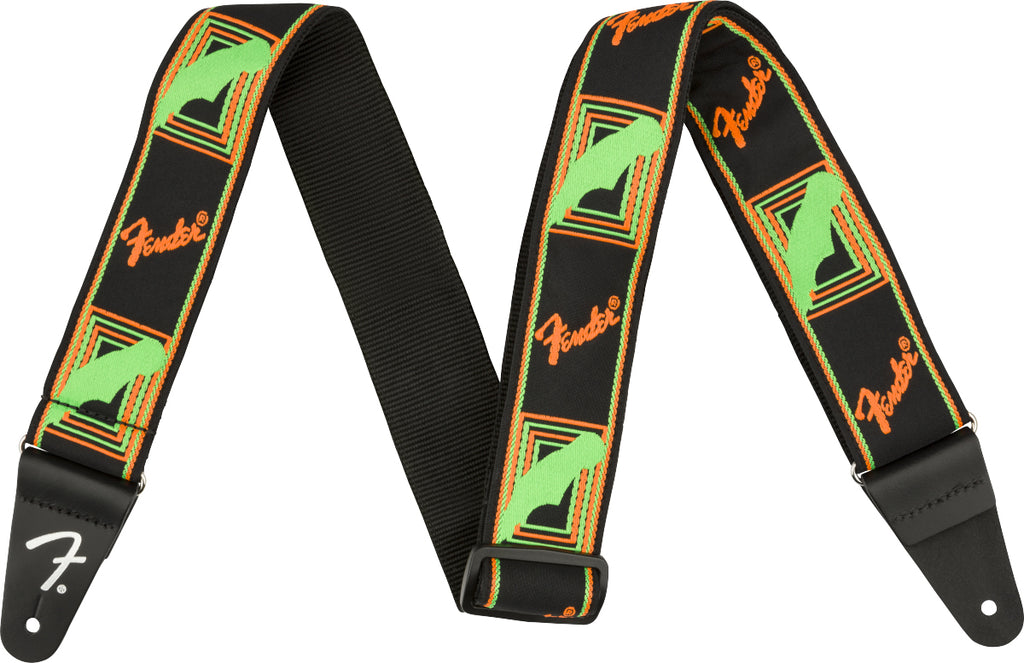 Fender Tracolla  Neon Monogrammed Green Orange Strap