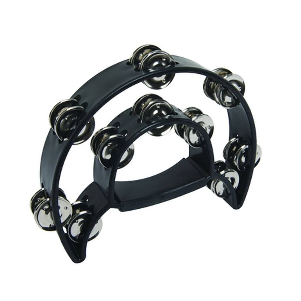 Darestone TW20 Tambourine, Half Moon, Black, Double Row, Jingles