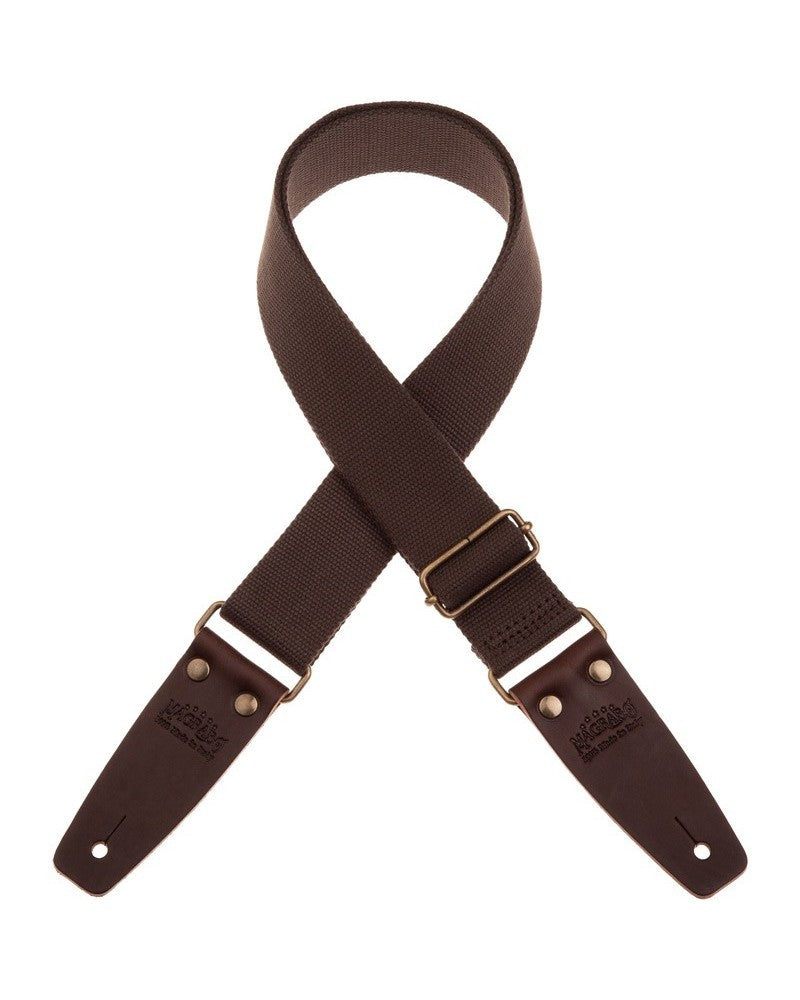 Magrabo Tracolla Stripe SC Entry Marrone 5 cm terminali Nero fibbia Argento