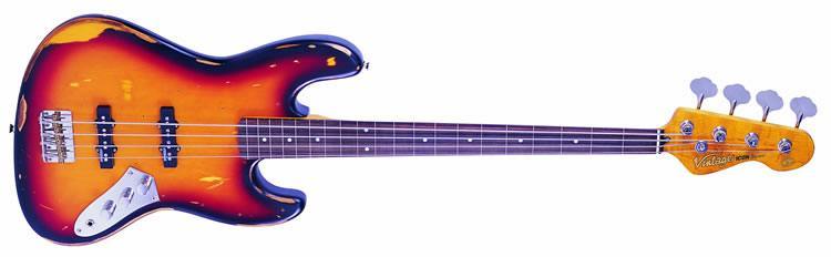 Vintage VNV74MRJP Basso Elettrico Fretless Distressed Sunset Sunburst