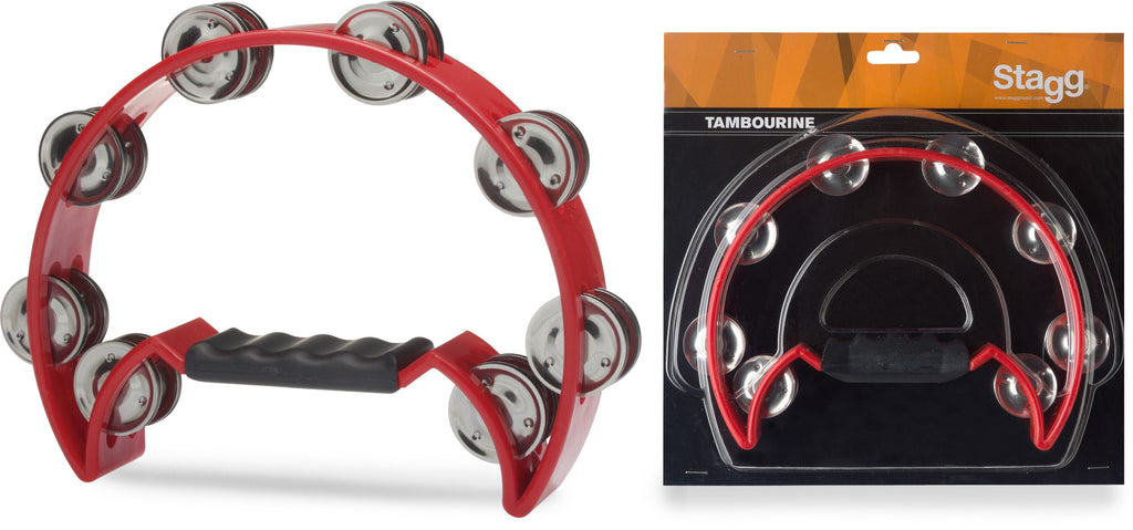 Stagg Half Moon Tambourine Red 16 Jingles